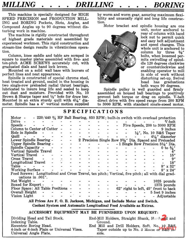 Jackson No.2 Vertical Milling Machine — Makers Market