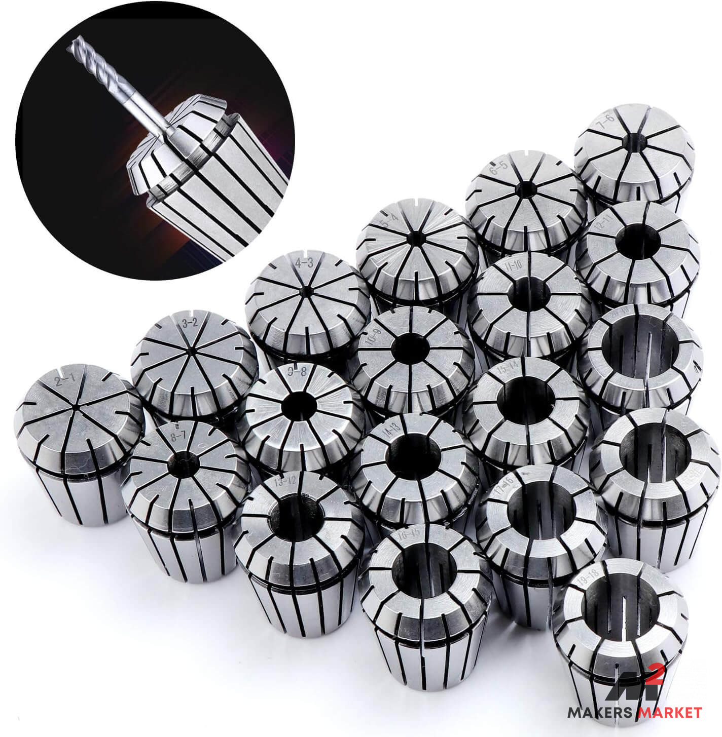 19PCS ER32 Precision Spring Collet Set