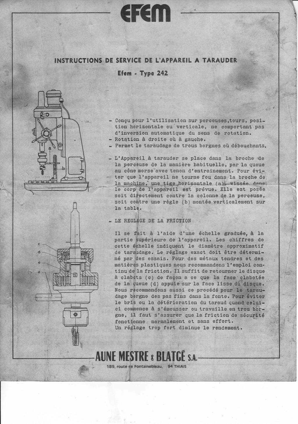 Efem tete a tarauder 242