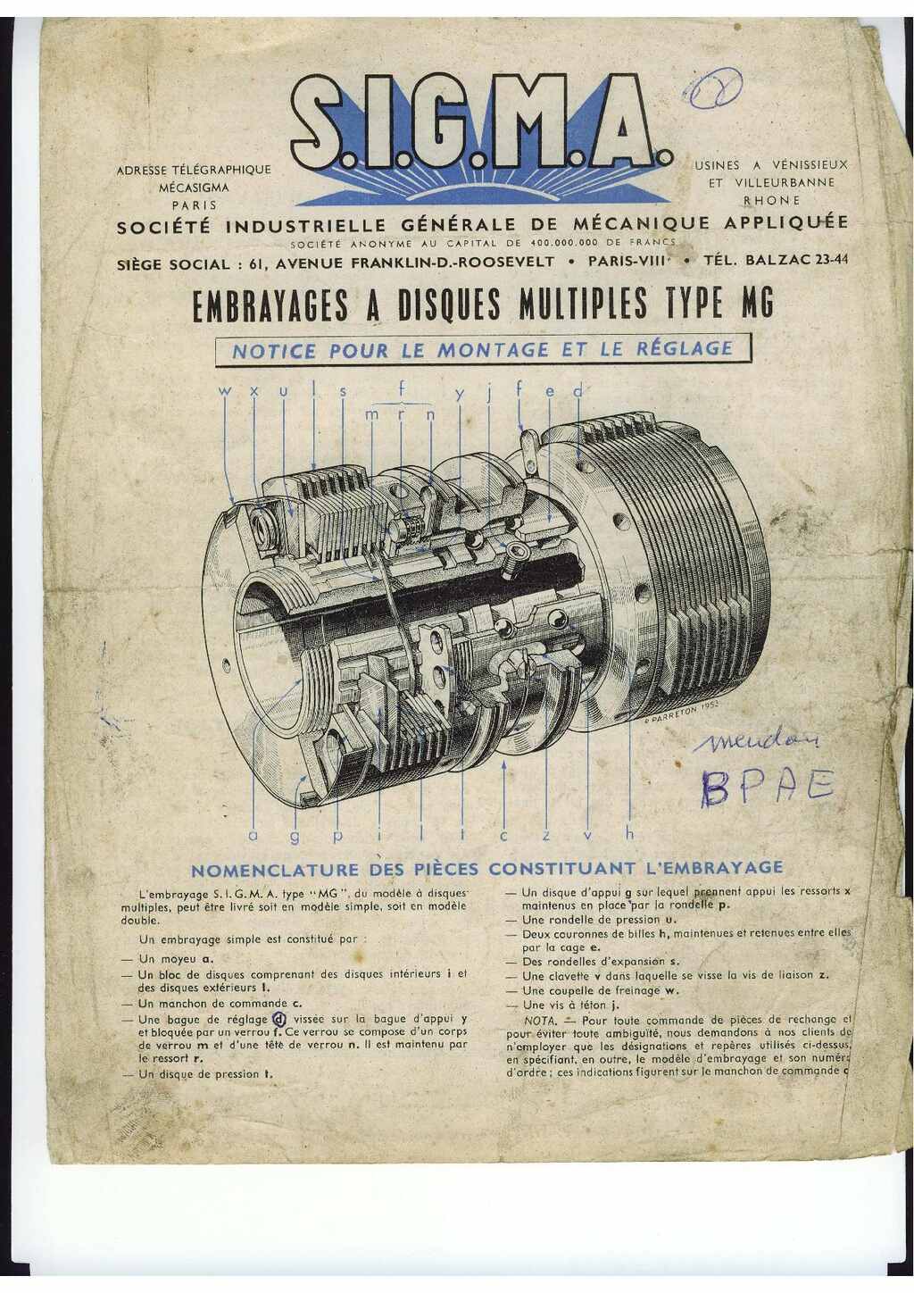 Embrayage Sigma type MG
