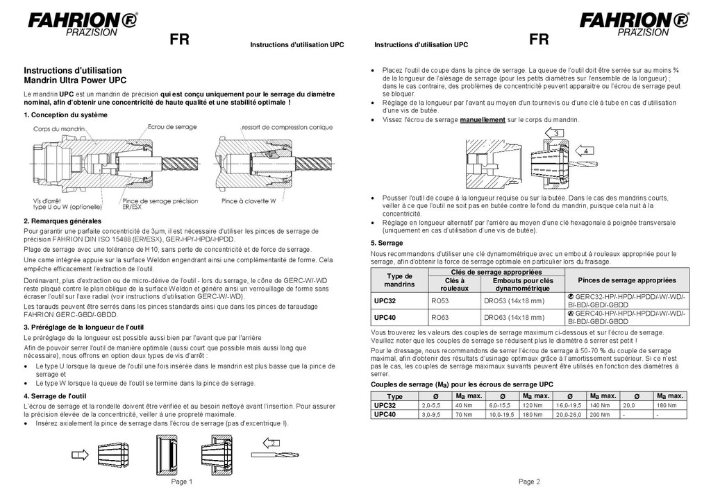 Fahrion mandrin ultra power UPC Instruction 2021
