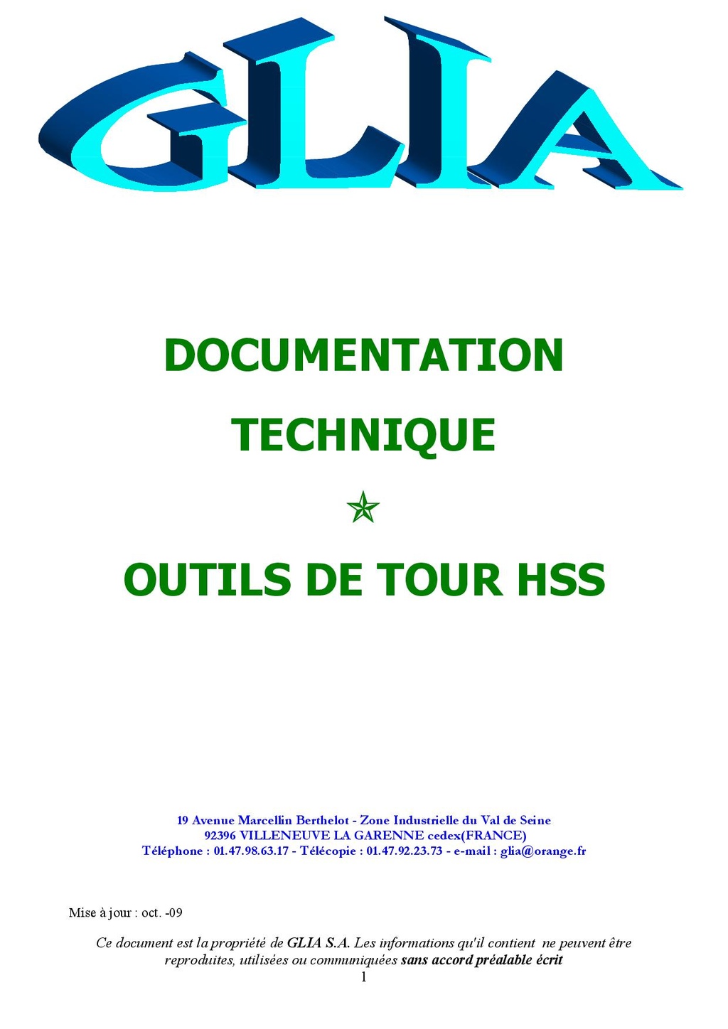 GLIA outils de tour HSS