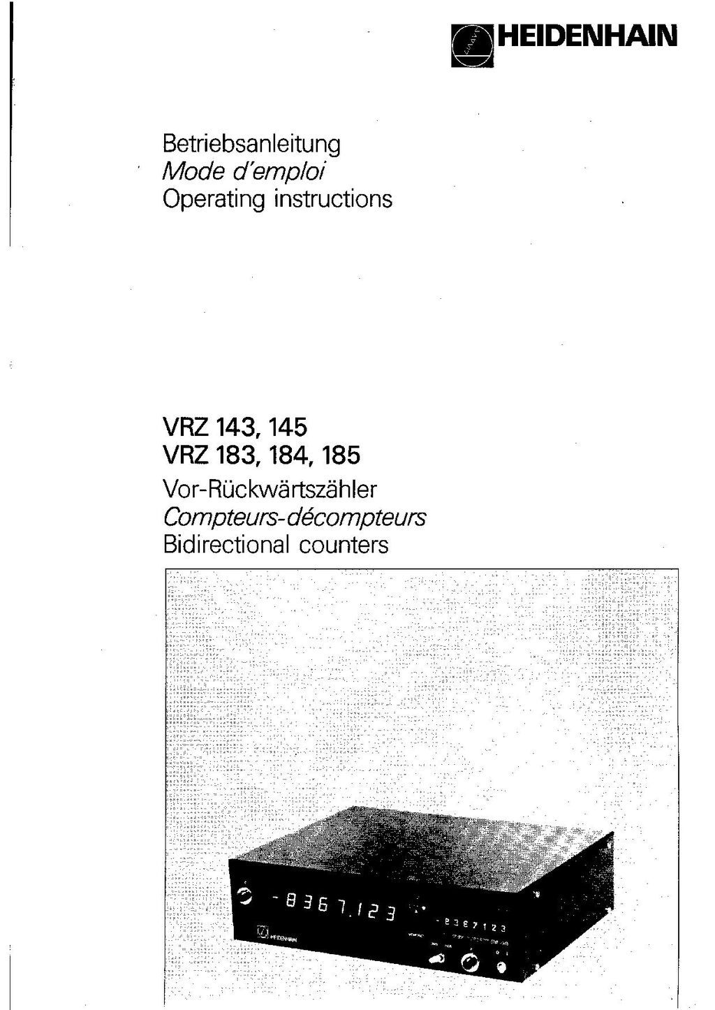 Heidenhain VRZ 143 145 183 184 185 compteurs decompteurs