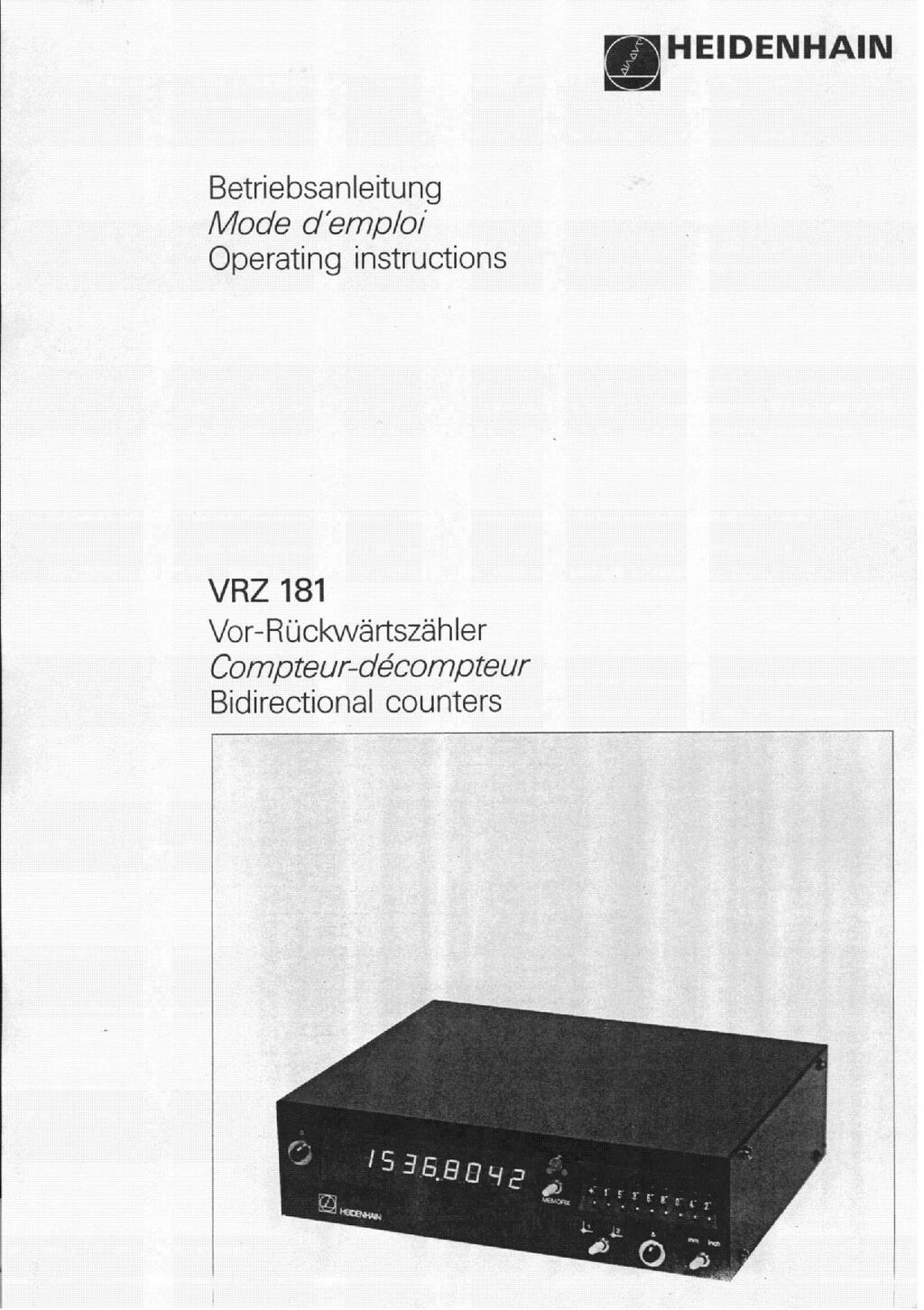 Heidenhain VRZ 181 compteurs decompteurs