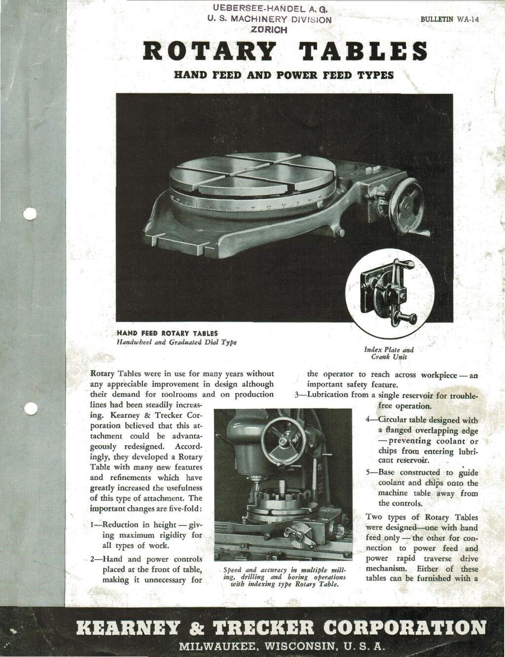 Kearnay & Trecker brochure plateaux rotatifs