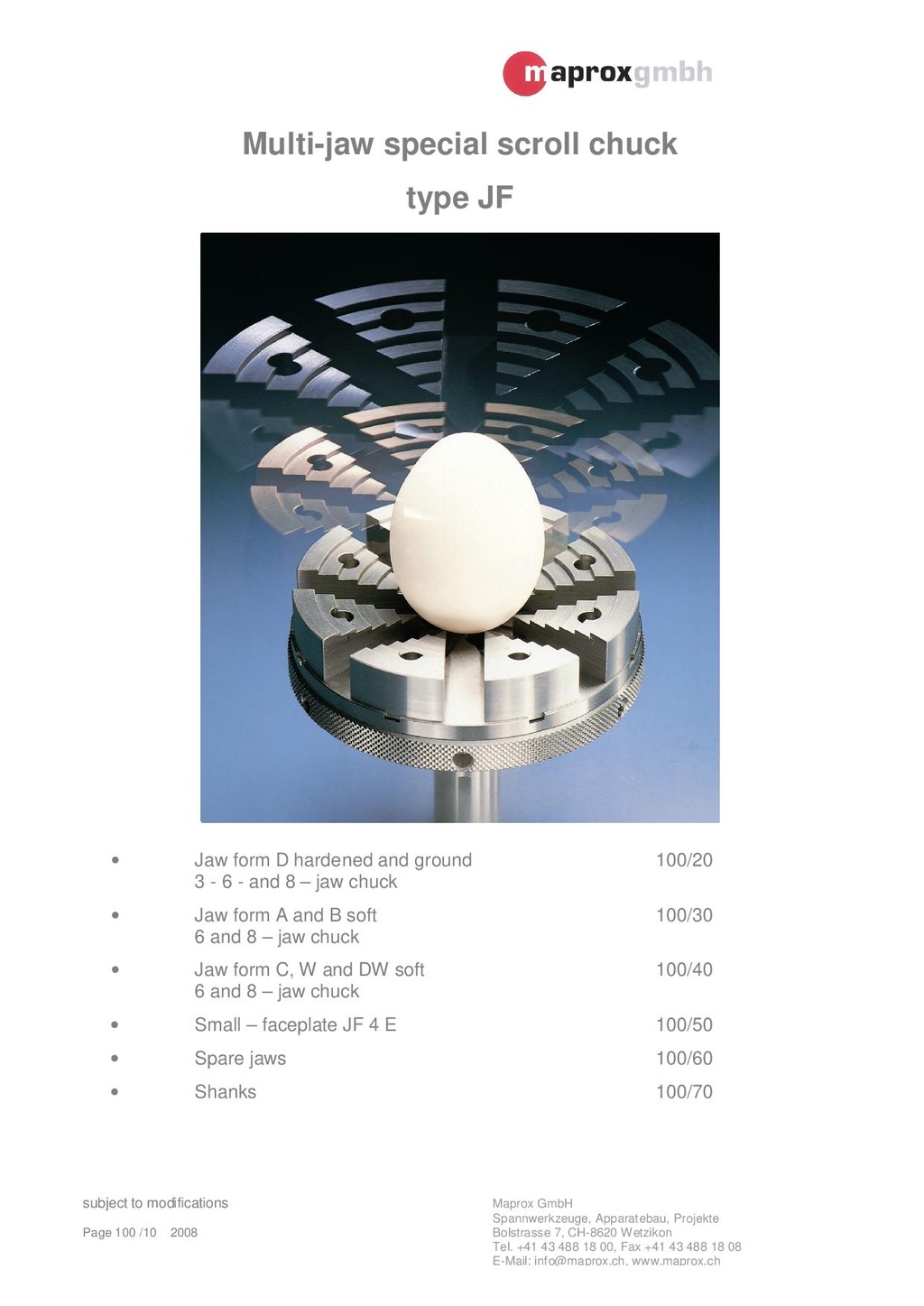 Maprox mandrin sp‚ciaux type JF