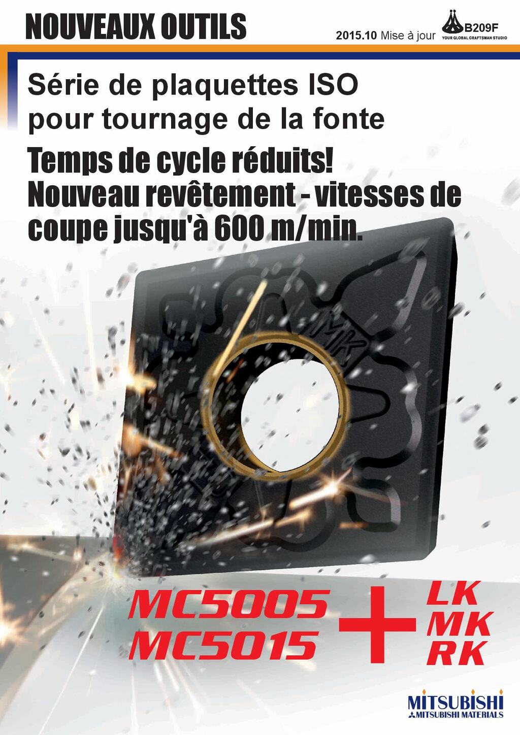 Mitsubishi MC5005 MC5015 serie de plaquette ISO pour le tournage de la fonte