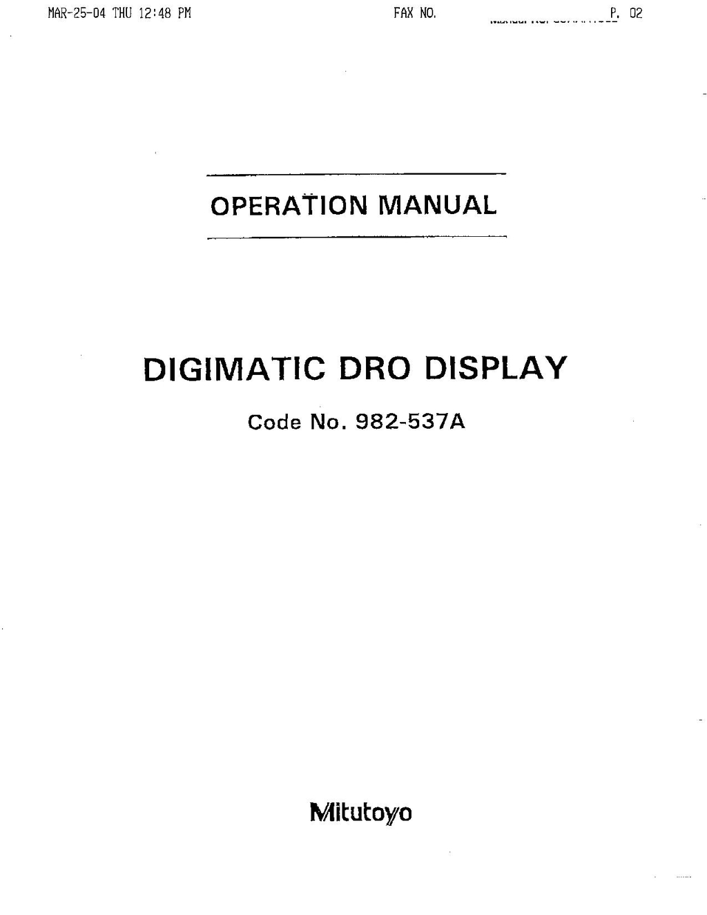 Mitutoyo 982 537a Digimatic