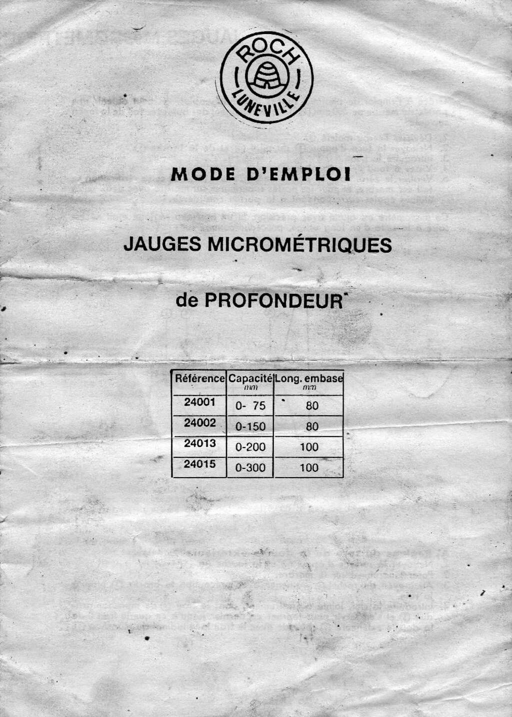 ROCH Mode d_emploi Jauges Micrométriques de profondeur