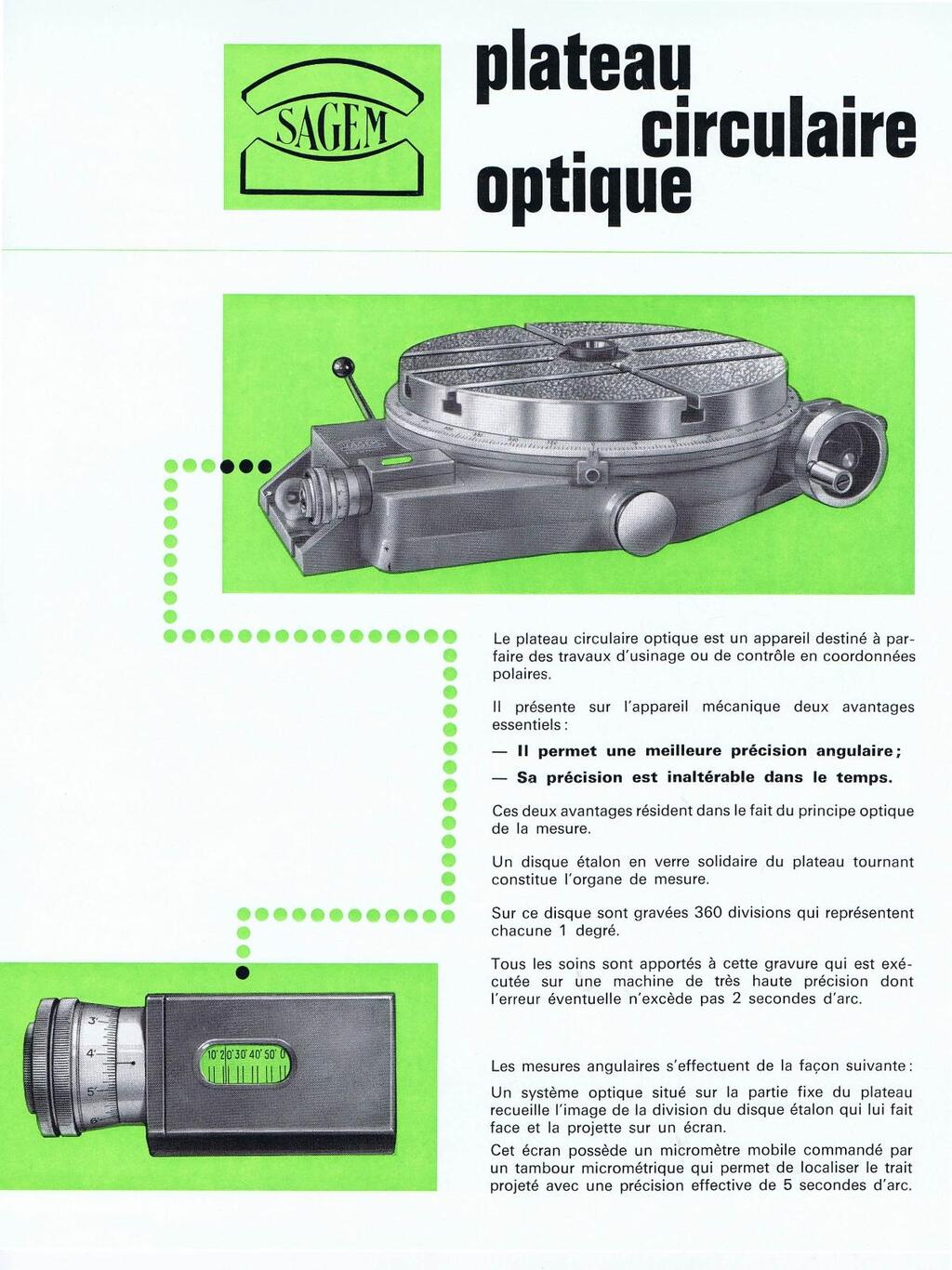 SAGEM PLATEAU CIRCULAIRE OPTIQUE plaquette