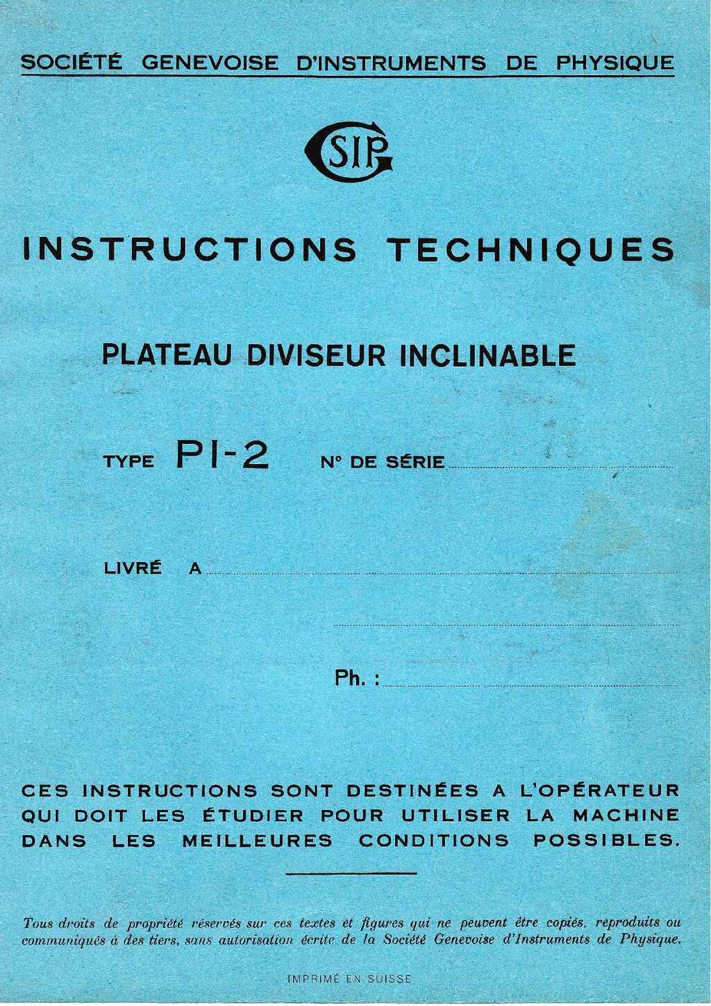 SIP PI 2 Plateau Diviseur Inclinable