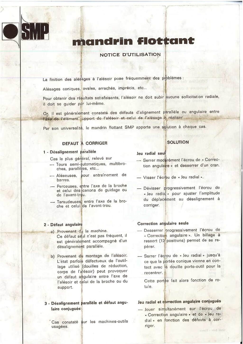SMP mandrin flottant notice bis