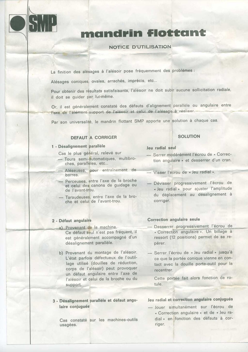 SMP mandrin flottant notice