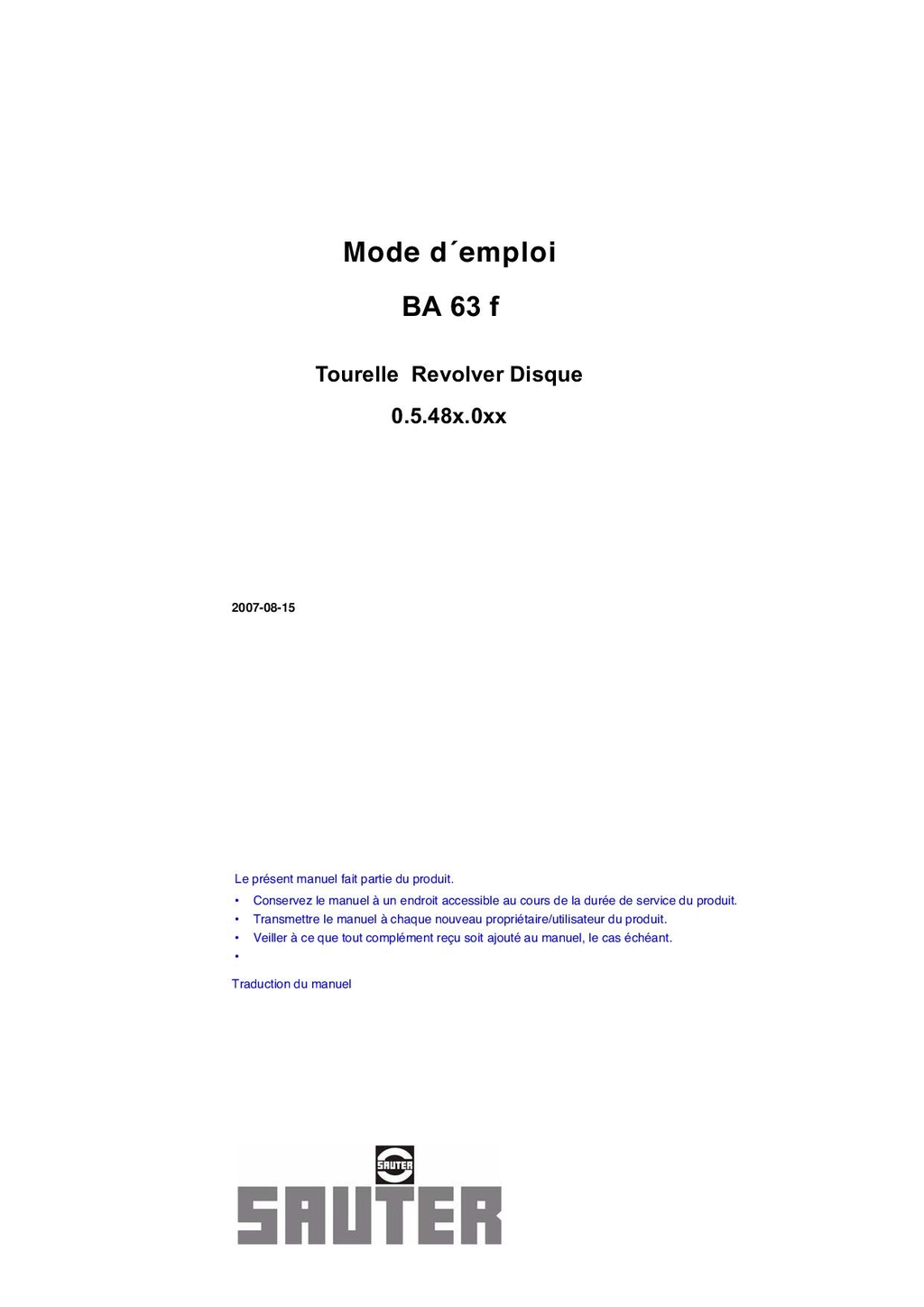Sauter 0.5.48x.0xx BA63 f