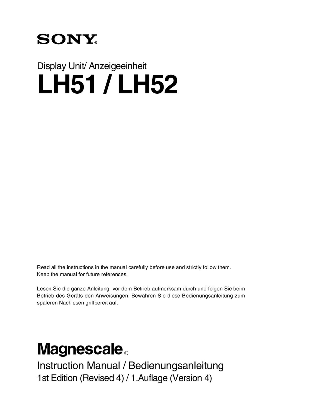 Sony LH51 52 manual