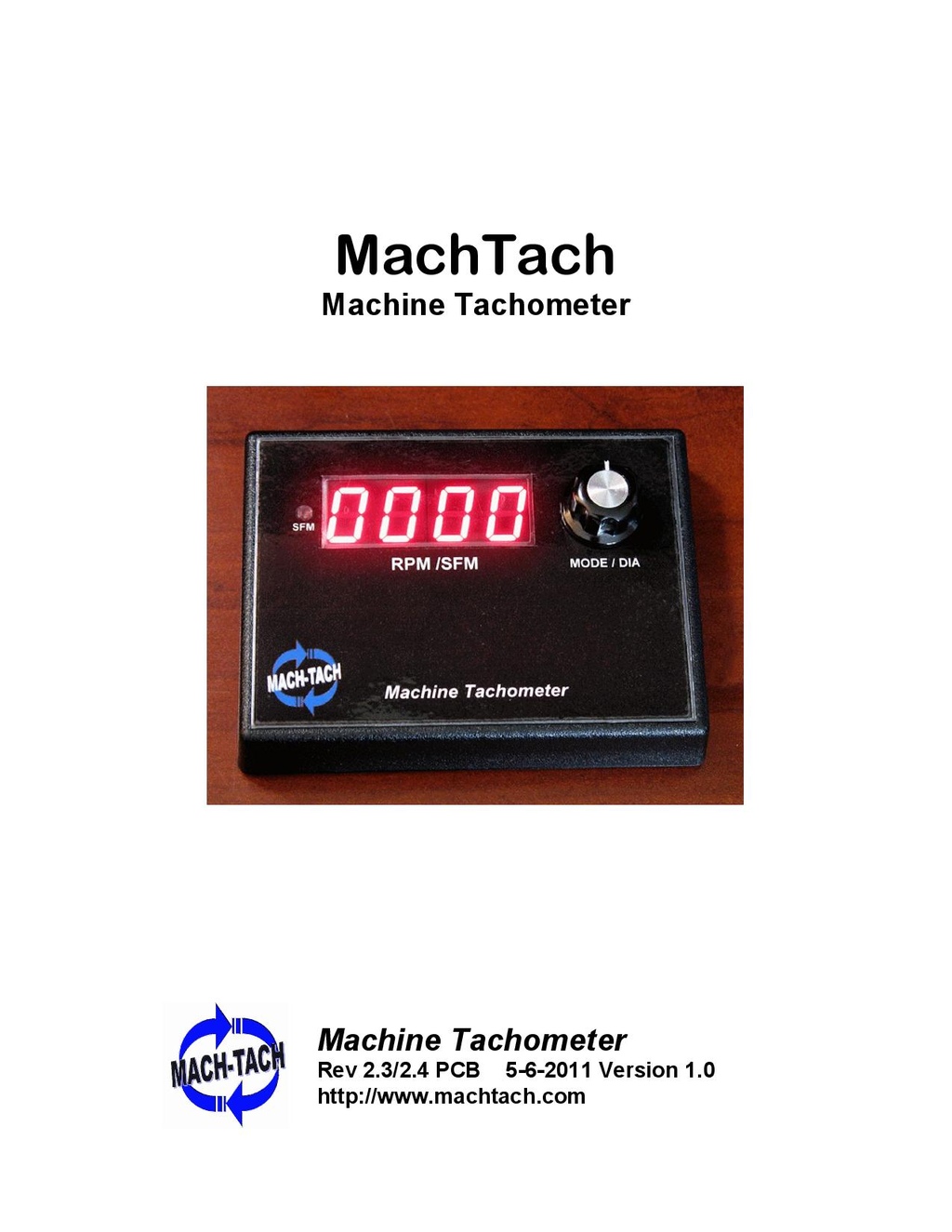 Tachymetre MachTachManualV_1_0
