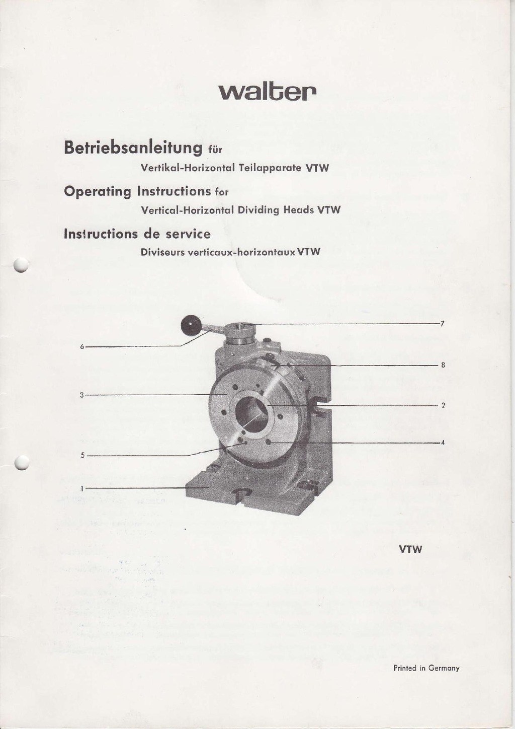 Walter VTW diviseur verticaux