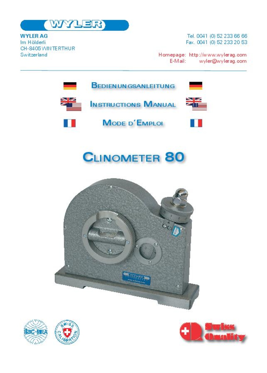 Wyler Inclinometre 80 Mode d_emploi 2018