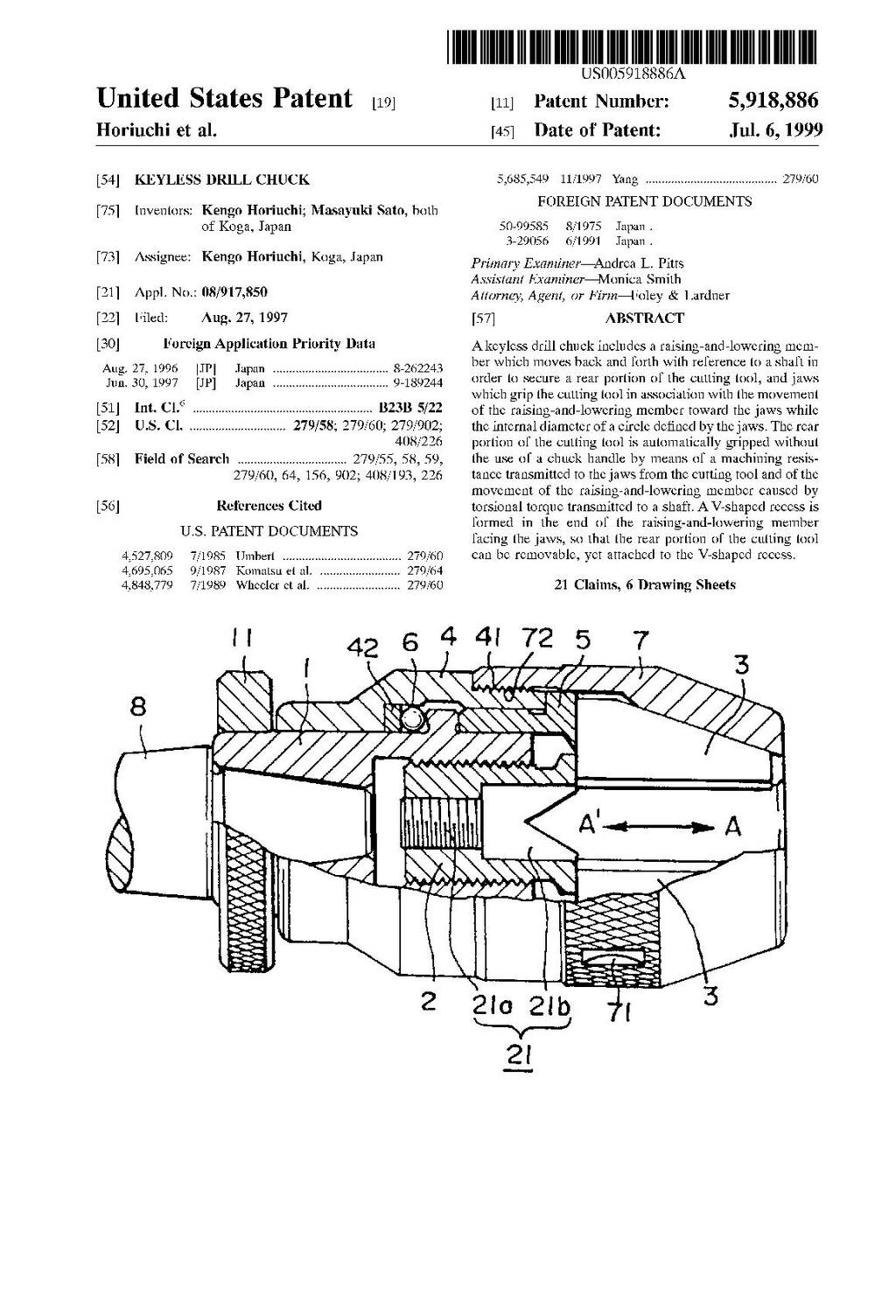mandrin keyless brevet