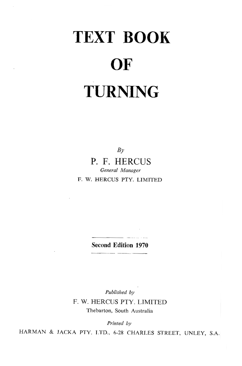 Hercus Textbook of Turning First Copy