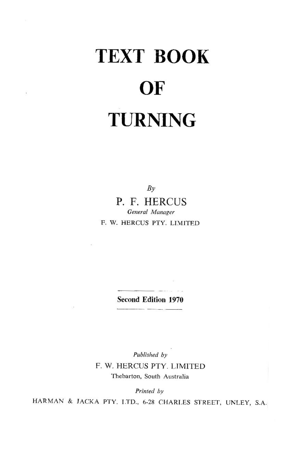 Hercus Textbook of Turning Second Copy